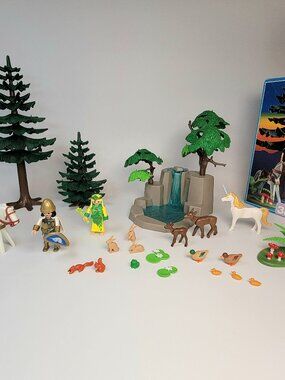 Playmobil 3896 Fairy's Waterfall Magic Forest Unicorn Knight - Complete